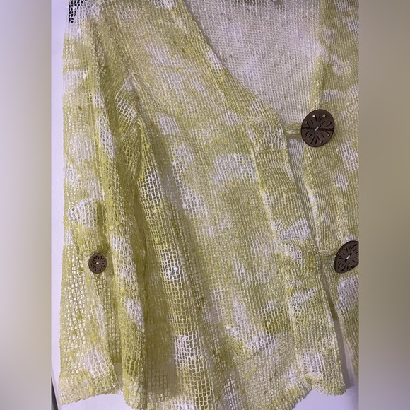 NINA LEONARD Coconut Button Knit Bolero Jacket Medium Crochet Beach Summer - Picture 4 of 8